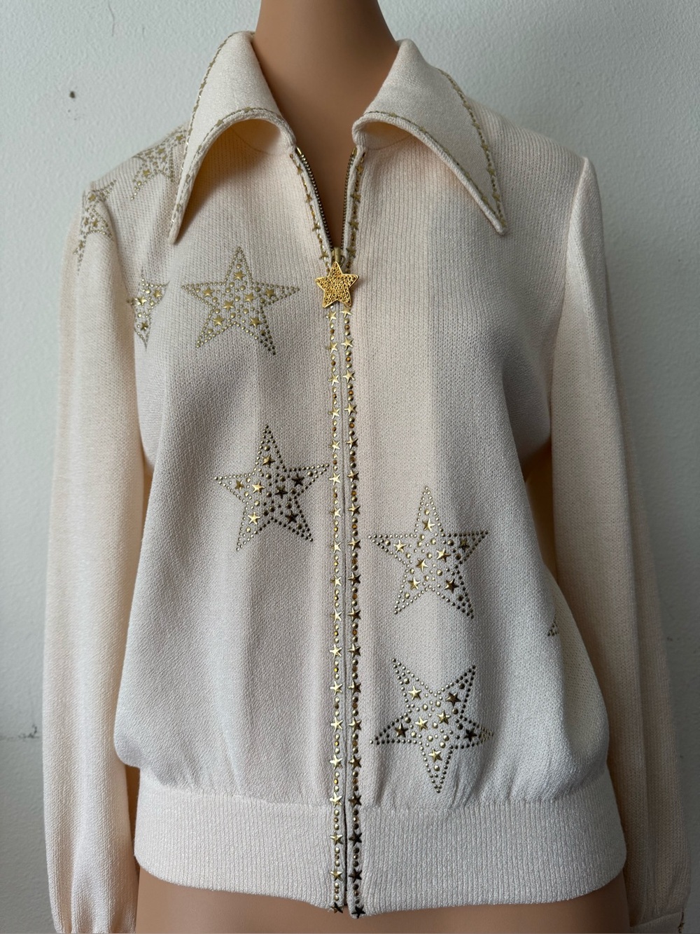 ST JOHN COLLECTION By Marie Gray Santana Knit Star-Embellished Zip Jacket